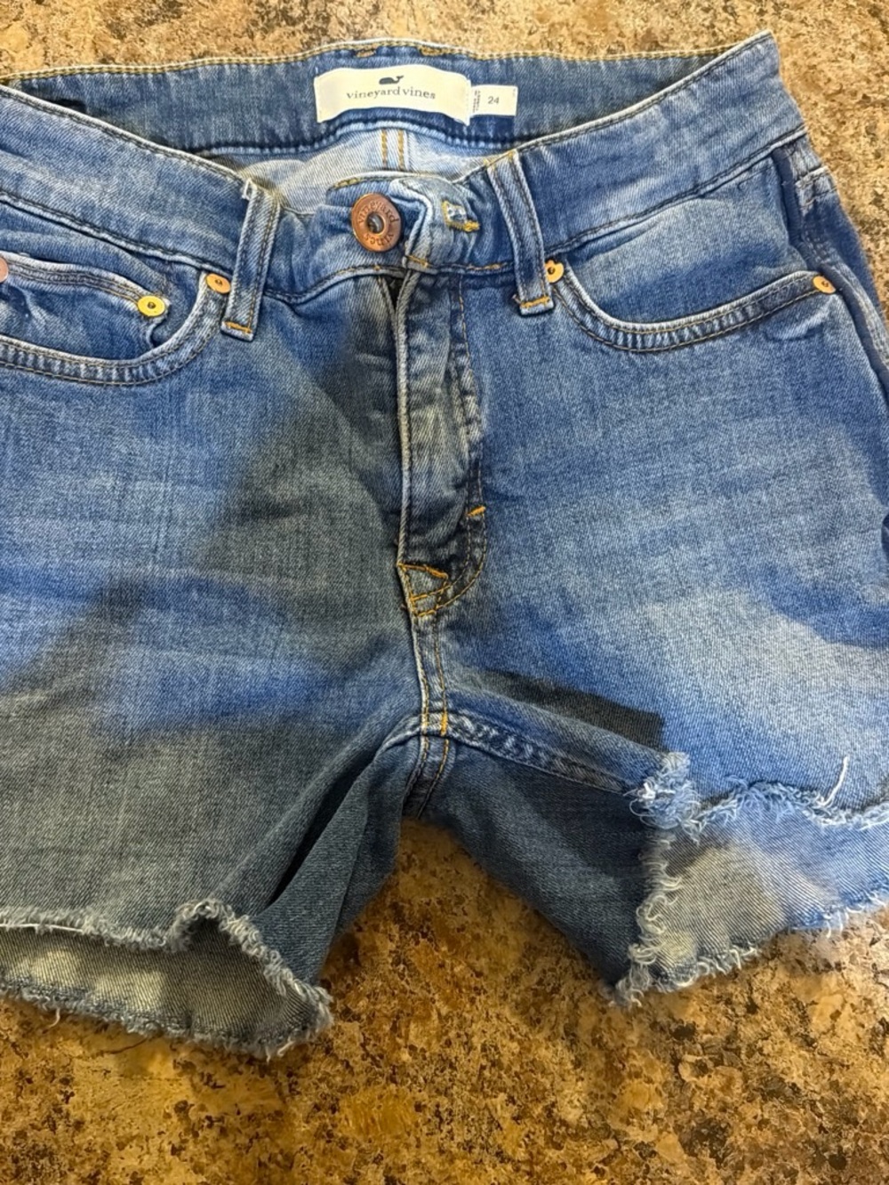 Vineyard Vines Light Blue Denim Shorts with Whale Logo